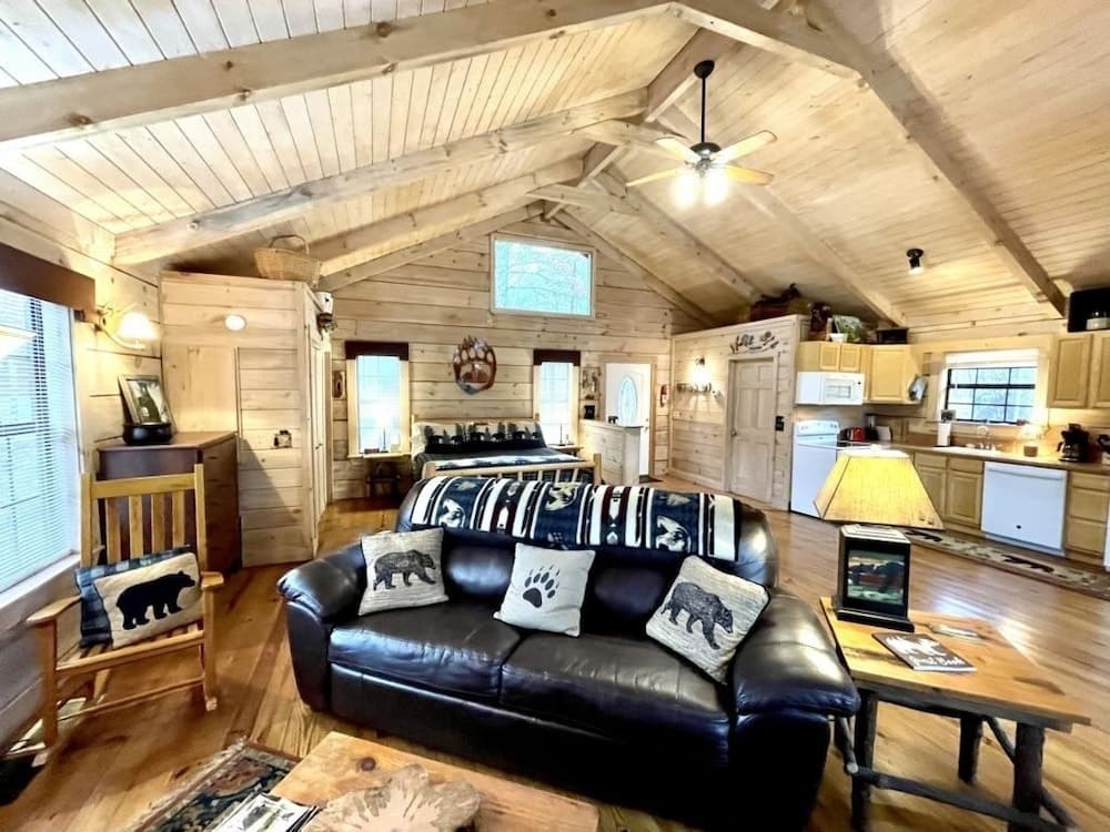 Perfectly private! Hot tub, king sized bed, grill, washer/dryer, and motorcycle friendly! Studio Cabin by RedAwning