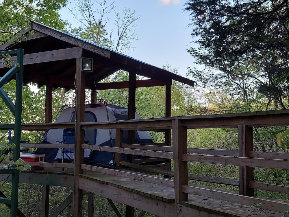 Treetopper Fully Set up Tent Site with BBQ, Firepit, Outdoor Pool & Hiking