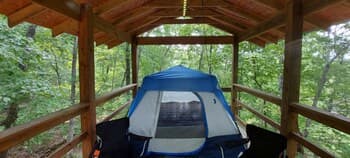 Treetopper 2 Fully Set up Tent Site with BBQ, Firepit, Outdoor Pool & Hiking