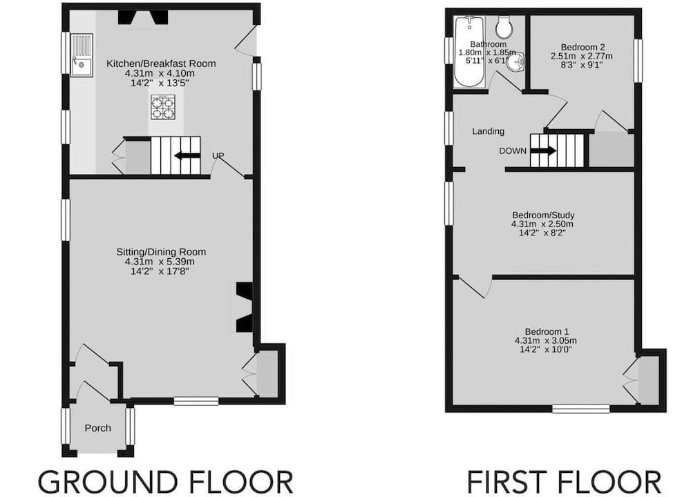 2 Bedroom Cottage - Sleeps 4 - Wifi, Fireplace