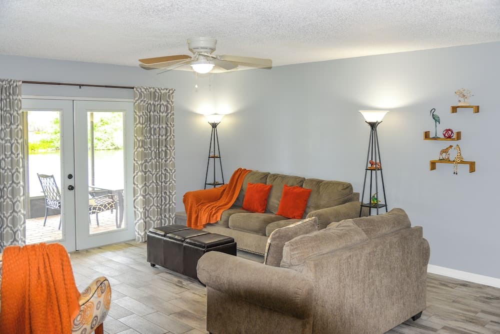 Lanai & Pond at Tranquil Bradenton Retreat!