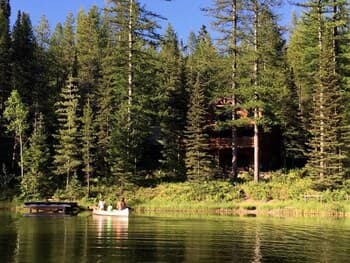 Log Cabin on Spoon Lake Near Glacier National Park