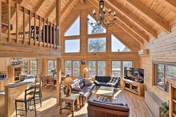 Luxe Cabin in Woods w/ Wraparound Deck & Fire Pit!