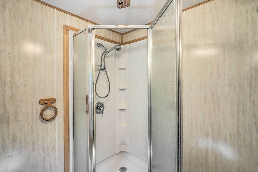 Porch & On-site Creek: Marshall Cabin Retreat