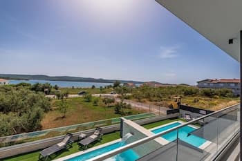 Villa Blue Sky Turanj Next to the sea Private Pool Barbecue Jacuzzi Rooftop Terrace www Zadarvillas
