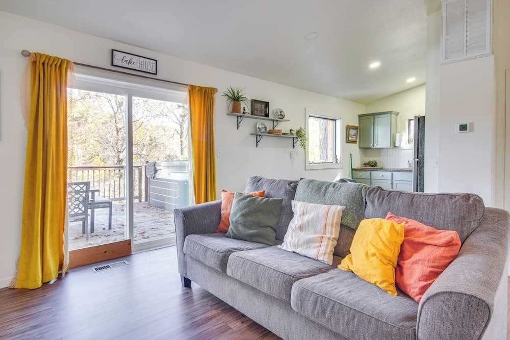 Deck & Boat Dock: Lakefront Cabin in Eucha!