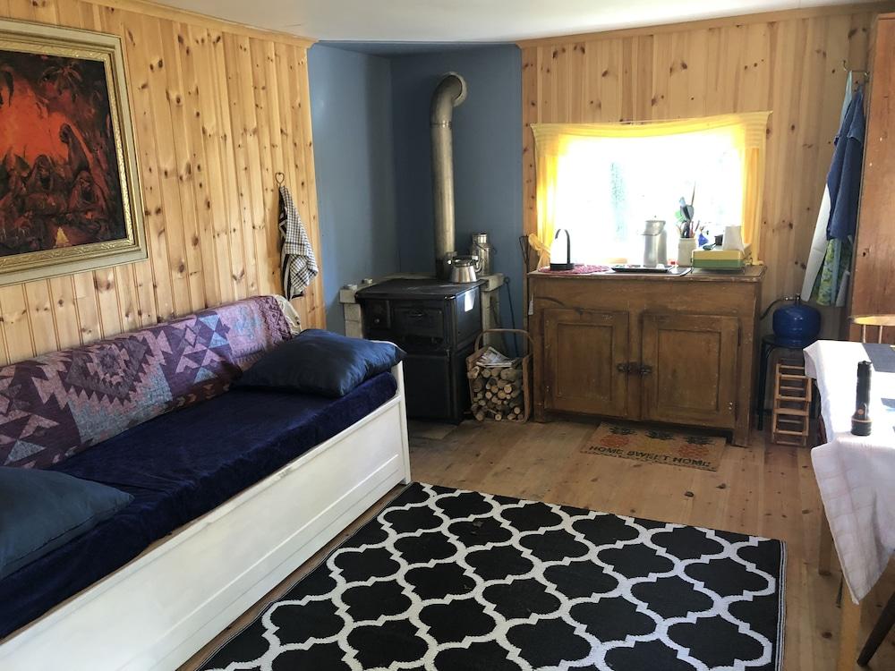 Tiny hut in the Forest Overlooking the River