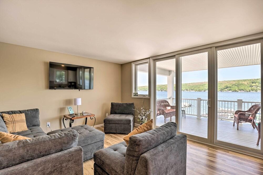 Lakefront Apt w/ Dock: Steps to Dine & Swim!